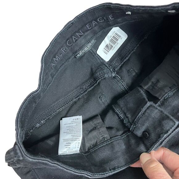 American Eagle Jeans Women’s 2 Next Level Stretch Black Skinny High Rise Denim - Picture 4 of 9